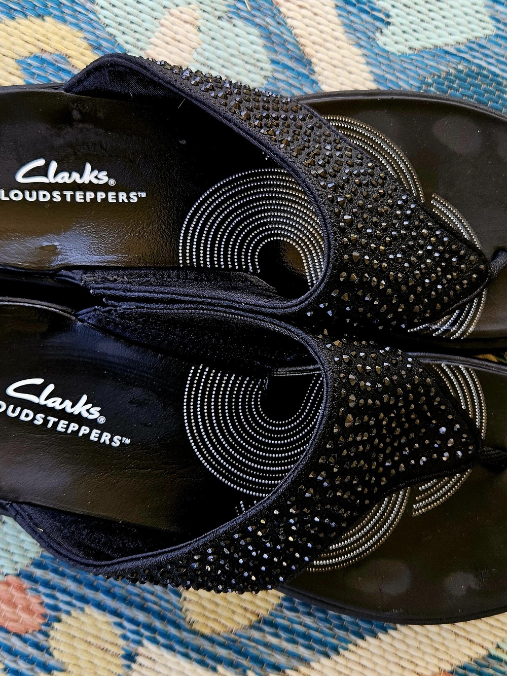 Clarks Black Embellished Rhinestone Women's Sandals